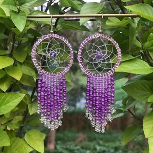 Dreamcatcher Amethyst Fringe Earrings